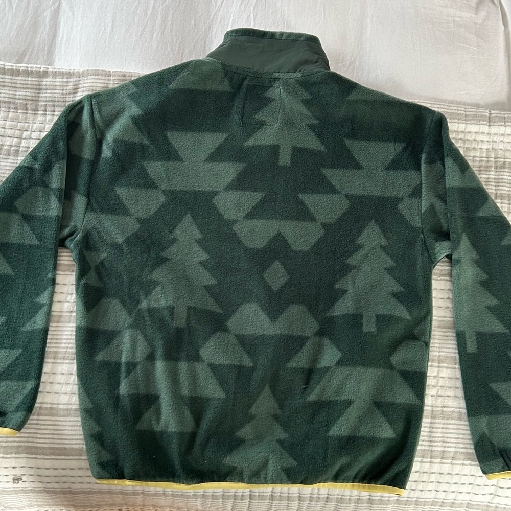 Green Patterned Ski Fleece Pullover Jacket with Y… - image 3